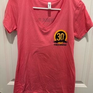 Coral V-Neck Fitness Tee